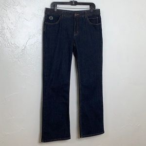Harley Davidson high rise Crystal Embellished straight leg dark wash jeans SZ 12